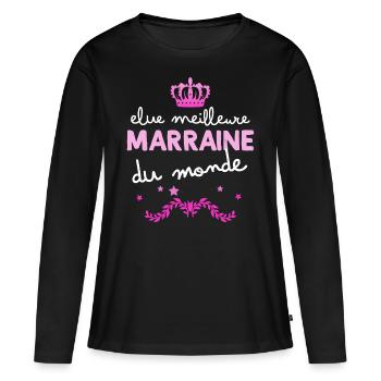Ma Marraine C'est la Meilleure Et Je L'aime - T-shirt manches longues Premium bio Femme - noir - Devant - Julia (174cm)