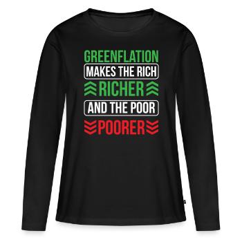 La greenflation rend les riches riches plus riches et les pauvres plus pauvres - T-shirt manches longues Premium bio Femme - noir - Devant - Julia (174cm)
