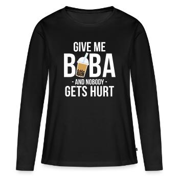 Donnez-moi Boba et personne ne se blesse Chemise - T-shirt manches longues Premium bio Femme - noir - Devant - Julia (174cm)