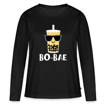 Bo-Bae Shirt Boba Bubble Tea Shirt Cadeau - T-shirt manches longues Premium bio Femme - noir - Devant - Julia (174cm)