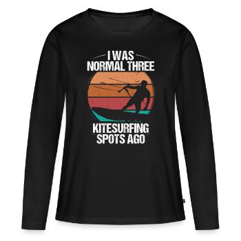 Kiteboarder I was normal three Kitesurfing Spots - Women's Premium Organic Long Sleeve Shirt - black - Front - Julia (174cm)