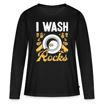Gold I wash rocks Gold Panner Gold Miner - Women's Premium Organic Long Sleeve Shirt - black - Front - Julia (174cm)