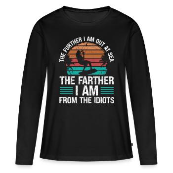 Kiteboarder Plus loin en mer Drôle kitesurfeur - T-shirt manches longues Premium bio Femme - noir - Devant - Julia (174cm)