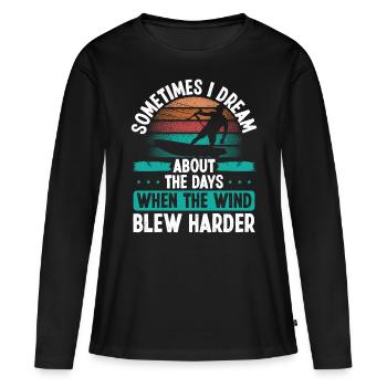 Kiteboarder Wind Kitesurfing Kitesurf Retro Kite - Women's Premium Organic Long Sleeve Shirt - black - Front - Julia (174cm)