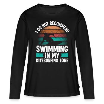 Kitesurf Humour Je ne recommande pas Kiteboarder - T-shirt manches longues Premium bio Femme - noir - Devant - Julia (174cm)