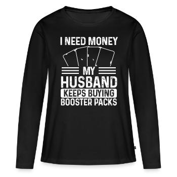 Trading Card Game Collector money Husband TCG - Frauen Premium Bio Langarmshirt - Schwarz - Vorne - Julia (174cm)