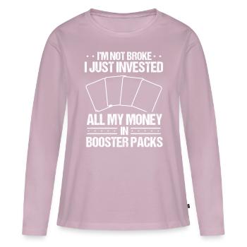 Collection de cartes à collectionner le jeu de cartes d’argent cassé - T-shirt manches longues Premium bio Femme - rose poudré - Devant - Julia (174cm)