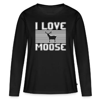 I love moose - Frauen Premium Bio Langarmshirt - Schwarz - Vorne - Julia (174cm)