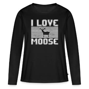 I love moose - Frauen Premium Bio Langarmshirt - Schwarz - Vorne - Julia (174cm)