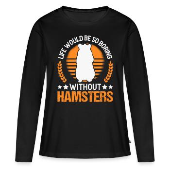 Propriétaire de hamster Golden Hamster Hamster - T-shirt manches longues Premium bio Femme - noir - Devant - Julia (174cm)