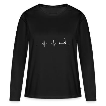 Trottinette cascadeurs battements de cœur - T-shirt manches longues Premium bio Femme - noir - Devant - Julia (174cm)