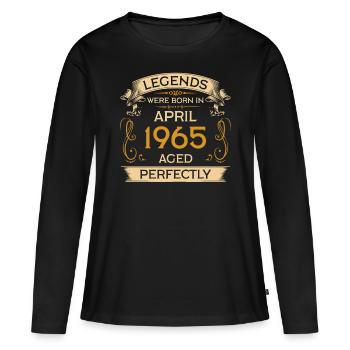 Legends Est né anniversaire en avril 1965 - T-shirt manches longues Premium bio Femme - noir - Devant - Julia (174cm)