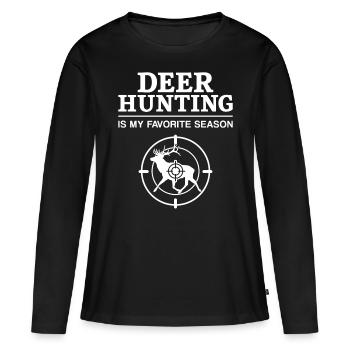 Chasse au cerf chasseur de cerfs - T-shirt manches longues Premium bio Femme - noir - Devant - Julia (174cm)