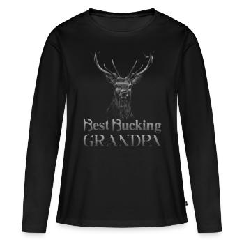Chasseur de cerfs buck - T-shirt manches longues Premium bio Femme - noir - Devant - Julia (174cm)