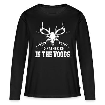 Chasseur de cerfs buck J’aurais - T-shirt manches longues Premium bio Femme - noir - Devant - Julia (174cm)