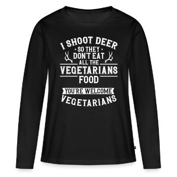 Chasseur de cerfs buck - T-shirt manches longues Premium bio Femme - noir - Devant - Julia (174cm)