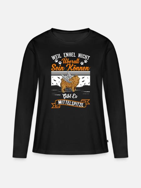 Mittelspitz Engel - Frauen Premium Bio Langarmshirt - Schwarz