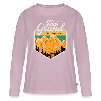 Grand-Teton National Park Wyoming Souvenir - T-shirt manches longues Premium bio Femme - rose poudré - Devant - Julia (174cm)