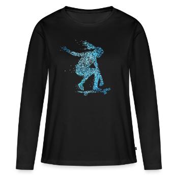 Skater Skateboarder Patinage Longboard Boarding - T-shirt manches longues Premium bio Femme - noir - Devant - Julia (174cm)