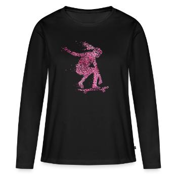 Skateboarderin Skaterin Longboarden Halfpipe - Frauen Premium Bio Langarmshirt - Schwarz - Vorne - Julia (174cm)