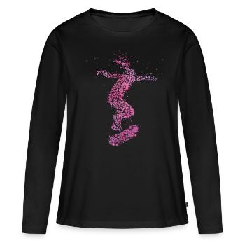 Skateboard Skaten Skater Skateboarding Halfpipe - Frauen Premium Bio Langarmshirt - Schwarz - Vorne - Julia (174cm)