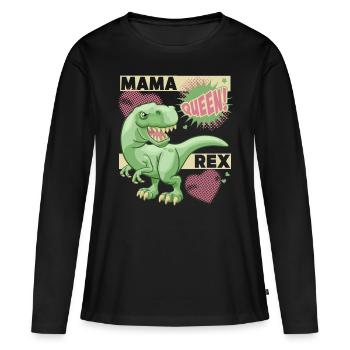Maman dinosaure, maman dinosaure, dicton drôle - T-shirt manches longues Premium bio Femme - noir - Devant - Julia (174cm)