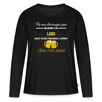 Ne me dérangez pas QUAND J'ai l'apéro labo - T-shirt manches longues Premium bio Femme - noir - Devant - Julia (174cm)