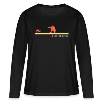 Chasseur de cerfs Buck Retro - T-shirt manches longues Premium bio Femme - noir - Devant - Julia (174cm)