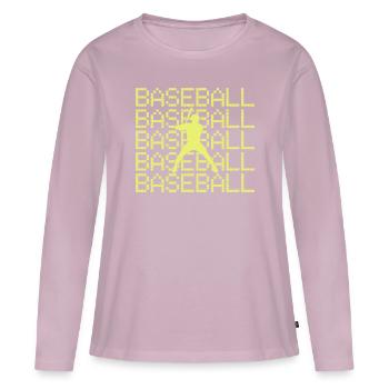 Base-ball - T-shirt manches longues Premium bio Femme - rose poudré - Devant - Julia (174cm)