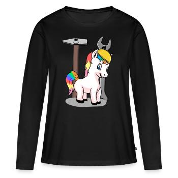 Chantier de construction licorne outil casque de sécurité construire KInder - T-shirt manches longues Premium bio Femme - noir - Devant - Julia (174cm)