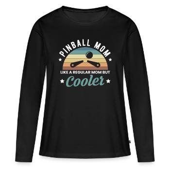 Maman flipper comme une maman ordinaire mais flipper cool - T-shirt manches longues Premium bio Femme - noir - Devant - Julia (174cm)