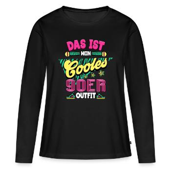 années quatre-vingt-dix - T-shirt manches longues Premium bio Femme - noir - Devant - Julia (174cm)