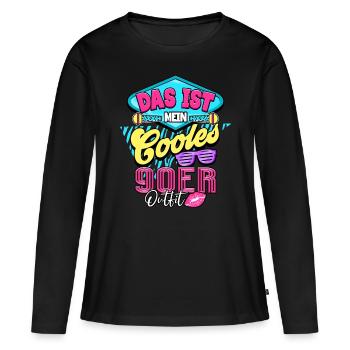 années quatre-vingt-dix - T-shirt manches longues Premium bio Femme - noir - Devant - Julia (174cm)