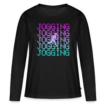 Joggen - Frauen Premium Bio Langarmshirt - Schwarz - Vorne - Julia (174cm)