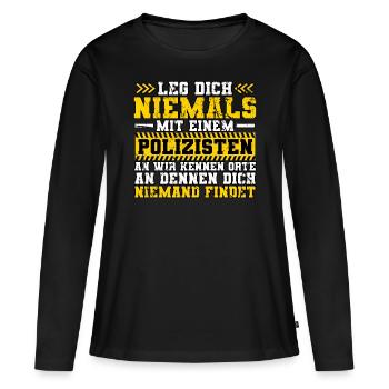 Polizist Polizei - Frauen Premium Bio Langarmshirt - Schwarz - Vorne - Julia (174cm)