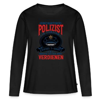 Polizist Polizei Rente Pension - Frauen Premium Bio Langarmshirt - Schwarz - Vorne - Julia (174cm)