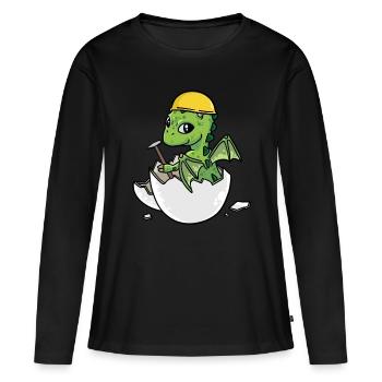 Dino Handwerker Eierschale Hammer Berufe Gewerbe - Frauen Premium Bio Langarmshirt - Schwarz - Vorne - Julia (174cm)