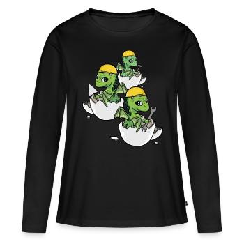 Dino Handwerker Eierschale Werkzeug Berufe Arbeit - Frauen Premium Bio Langarmshirt - Schwarz - Vorne - Julia (174cm)