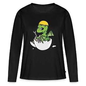 Dino Handwerker Eierschale Werkzeug Kfz Werkstatt - Frauen Premium Bio Langarmshirt - Schwarz - Vorne - Julia (174cm)