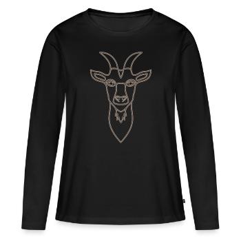 Chèvre Bock Animal Motif Farm avec Chèvre - T-shirt manches longues Premium bio Femme - noir - Devant - Julia (174cm)