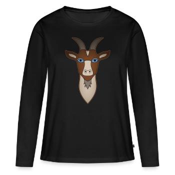 Chèvre Bock Animal Motif Farm avec Chèvre - T-shirt manches longues Premium bio Femme - noir - Devant - Julia (174cm)
