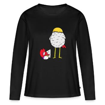 Poulet Chantier Casque de sécurité Ariss Entrepreneur Job - T-shirt manches longues Premium bio Femme - noir - Devant - Julia (174cm)