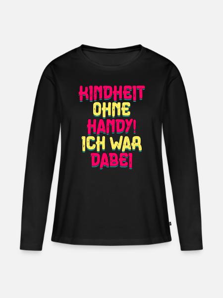 80er Jahre Kinderheit Ohne Handy - Frauen Premium Bio Langarmshirt - Schwarz