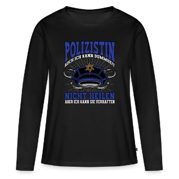 Polizist Polizei Polizist - Frauen Premium Bio Langarmshirt - Schwarz - Vorne - Julia (174cm)