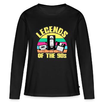 années quatre-vingt-dix - T-shirt manches longues Premium bio Femme - noir - Devant - Julia (174cm)