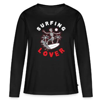 Amateurs de surf Surfer Surf surf surf surf - T-shirt manches longues Premium bio Femme - noir - Devant - Julia (174cm)
