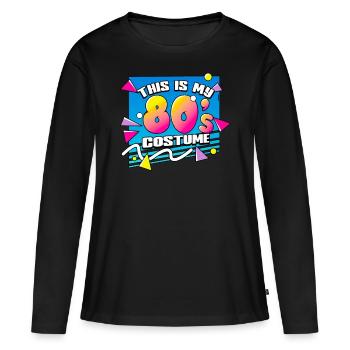 80er Jahre Das Ist Mein 80er Kostüm - Frauen Premium Bio Langarmshirt - Schwarz - Vorne - Julia (174cm)