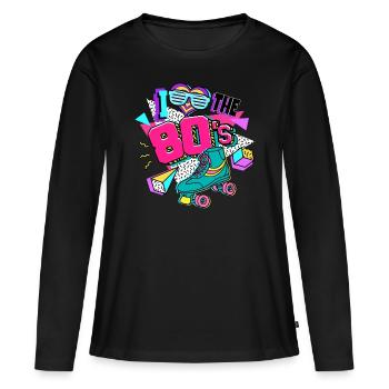 80er Jahre I Love The 80s - Frauen Premium Bio Langarmshirt - Schwarz - Vorne - Julia (174cm)