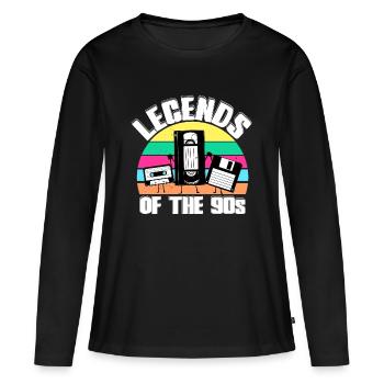 années quatre-vingt-dix - T-shirt manches longues Premium bio Femme - noir - Devant - Julia (174cm)