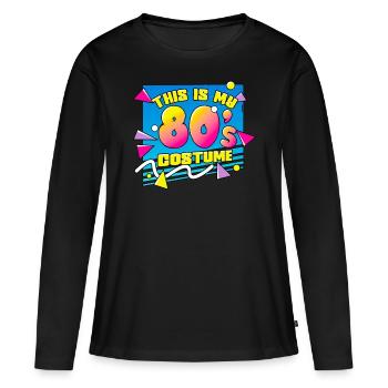 80er Jahre Das Ist Mein 80er Kostüm - Frauen Premium Bio Langarmshirt - Schwarz - Vorne - Julia (174cm)